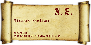 Micsek Rodion névjegykártya